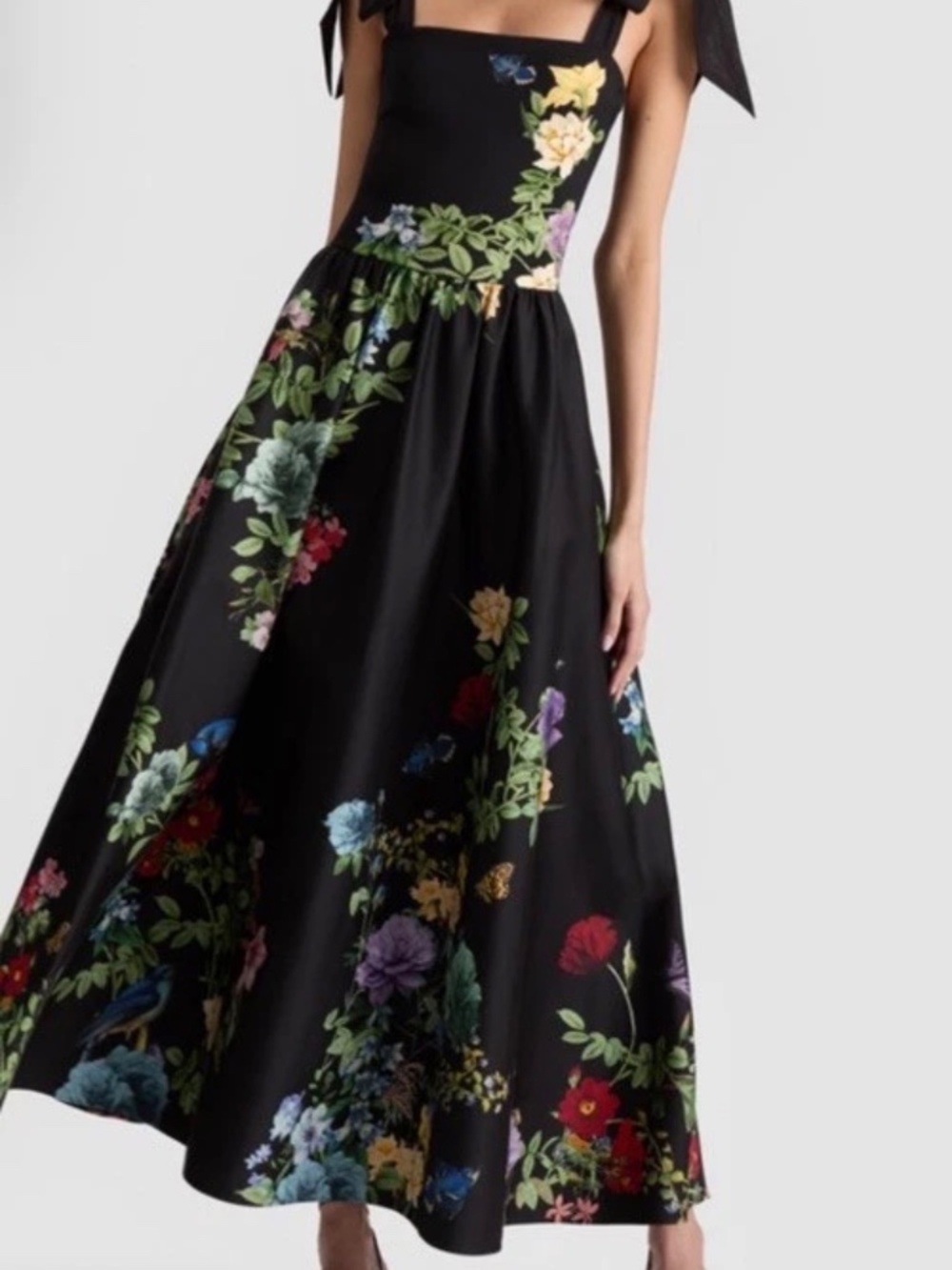 Alice + Olivia Oriana Tie Strap Drop Waist Midi Dress In Venus Floral 8 NWT $660 - Picture 3 of 14